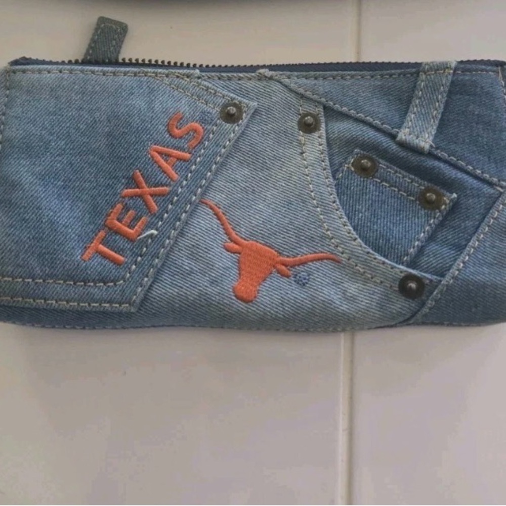2pc Texas longhorns denim handbag and Wallet Set - Picture 4 of 5